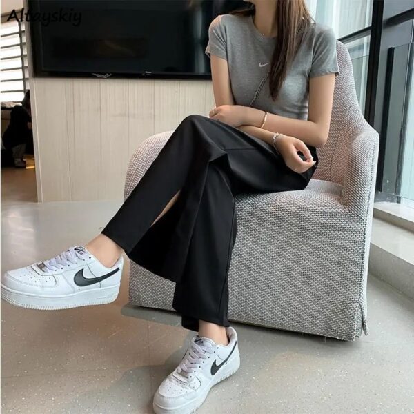 Pants Women Summer Fashion Korean Style Baggy Wide Leg Harajuku Black Ladies Trouser Vintage High Waisted