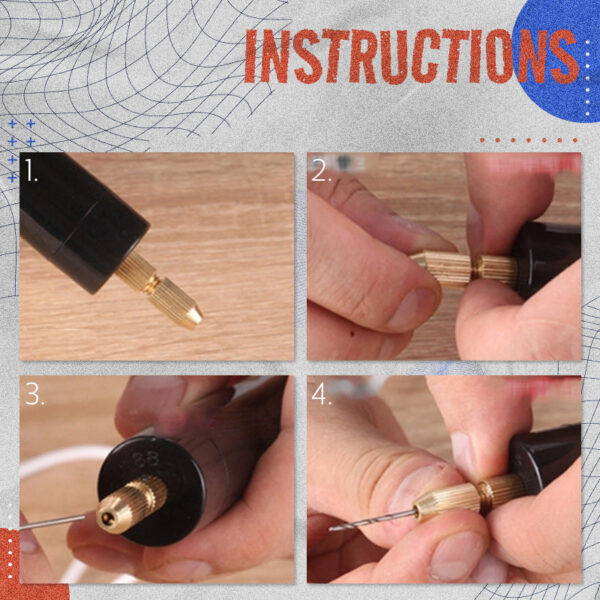 Portable Handheld Mini Electric Drill Set Micro Electric Aluminum Twist Drill Bits Rotary Tools Kit Resin 3