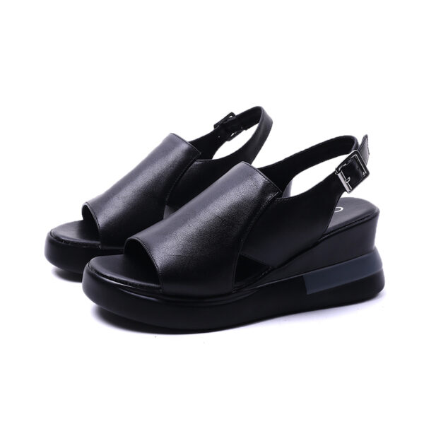 Summer New Fashion Women s Sandals 2021 Sports Flat Bottomed Casual Mid heel Wedge Solid Color 3