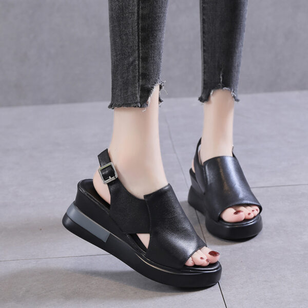 Summer New Fashion Women s Sandals 2021 Sports Flat Bottomed Casual Mid heel Wedge Solid Color