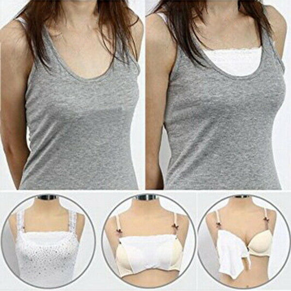 Women Quick Easy Clip on Lace Mock Camisole Bra Insert Wrapped Chest Overlay Modesty Panel For 2