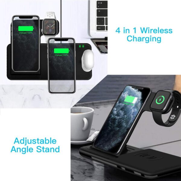 15W Qi Fast Wireless Charger Stand For iPhone 11 12 X 8 Apple Watch 4 in 3