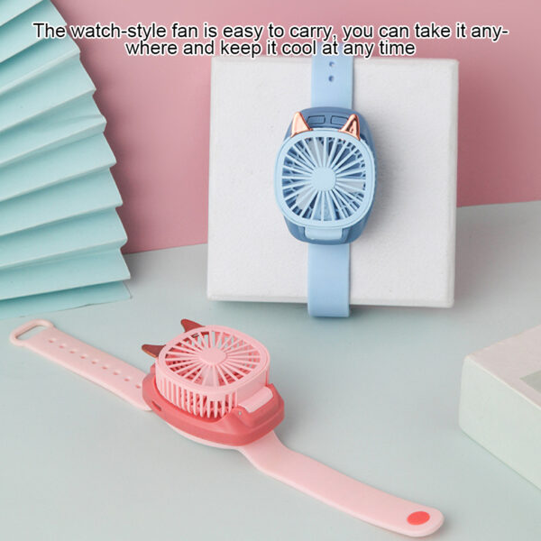 2021 NEW Cooling Fan USB Rechargeable Watch Fan Adjustable Portable Air Cooler With Colorful Light Best 3