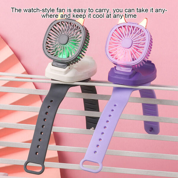 2021 NEW Cooling Fan USB Rechargeable Watch Fan Adjustable Portable Air Cooler With Colorful Light Best