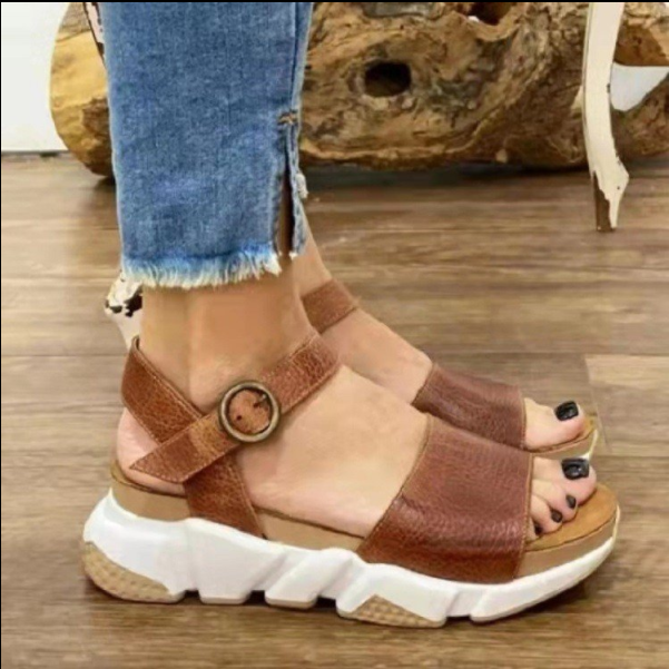 2022 NEW Ankle Strap Sandals Open Toe Platform Casual Wedges Sandals Summer Shoes for Women Beach 4