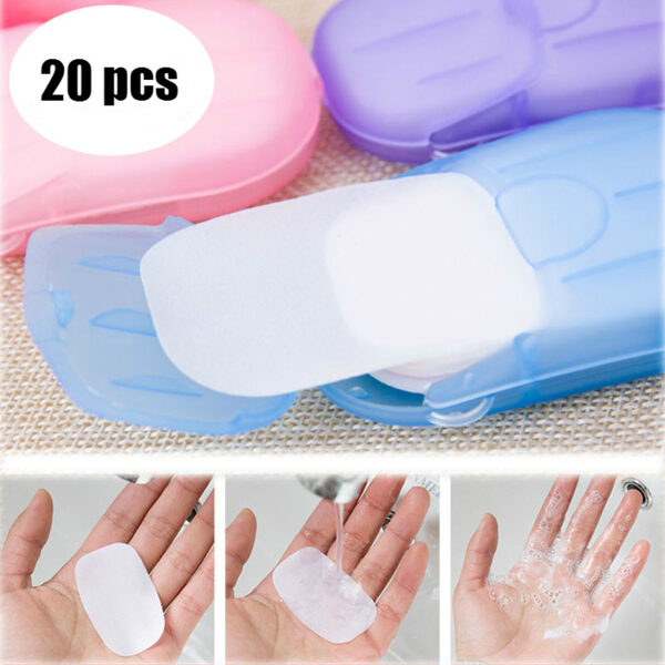 20PCS Portable Soap Paper Disposable Soap Paper Flakes Washing Cleaning Hand for Kitchen Toilet Outdoor Travel