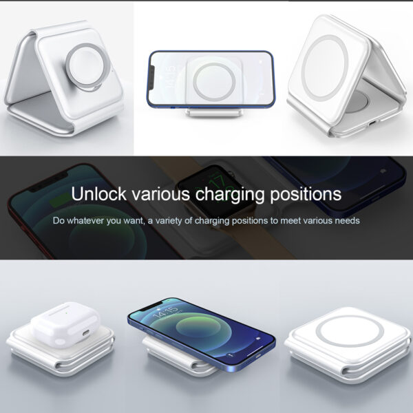 3 In 1 Magnetic Wireless Charger alang sa iPhone 12 12 Pro max Airpods Pro Apple Watch 4