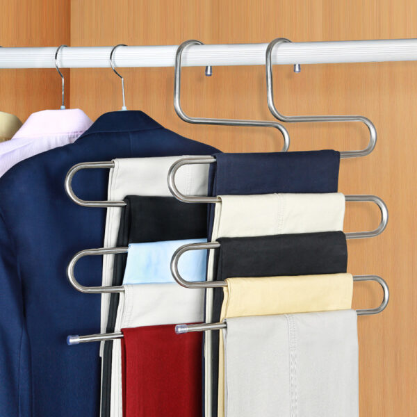 5 Layers Stainless Steel Clothes Hangers S Shape Pants Storage Hangers Clothes Storage Rack Pants Hanger 2