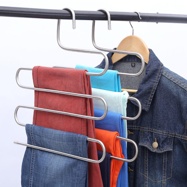 5 Layers Stainless Steel Clothes Hangers S Shape Pants Storage Hangers Clothes Storage Rack Pants Hanger 3