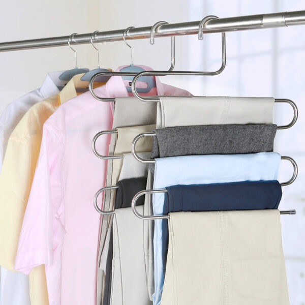 5 Layers Stainless Steel Clothes Hangers S Shape Pants Storage Hangers Clothes Storage Rack Pants Hanger 4