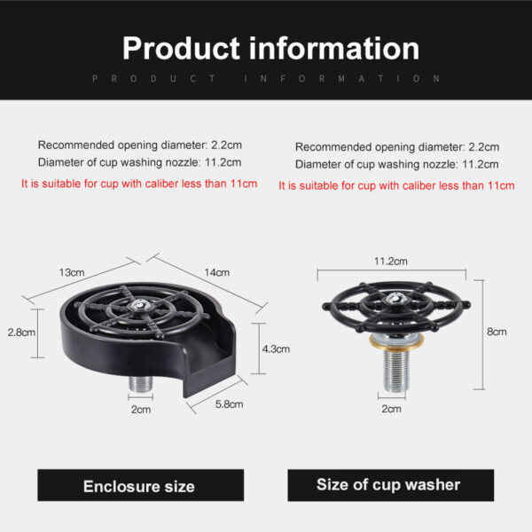 Automatic Cup Washer Faucet Glass Rinser Kitchen Sink Bar Glass Rinser Coffee Pitcher Wash Cup For 5