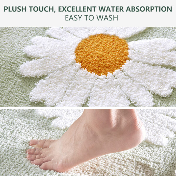 Bath Mat Bathroom Non Slip Rug Daisy Floral Kitchen Absorbent Microfiber Mat Anti fall Door Mat 4