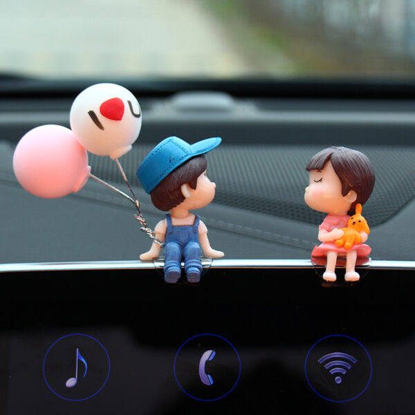 Cute Car Interior Decoration Ornaments Creative Cartoon Couple Anime Ornament Auto Interior Dashboard Accessories for Girls 5