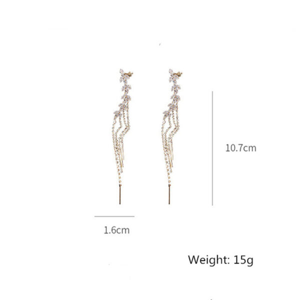 FYUAN Geometric Leaf Zircon Crystal Earrings for Women Bijoux Long Tassel Ear Clip Rhinestone Dangle Earrings 5