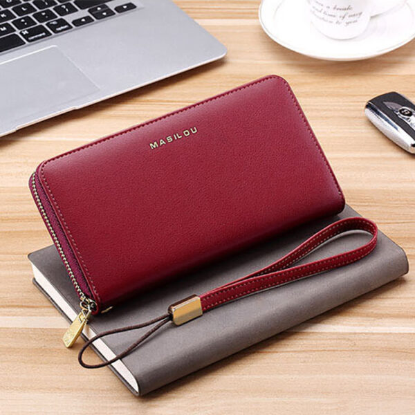 Genuine Leather Wallet Women Men Wallet Long Purse Business Credit Card Holder Woman Zipper Wallet RFID 4