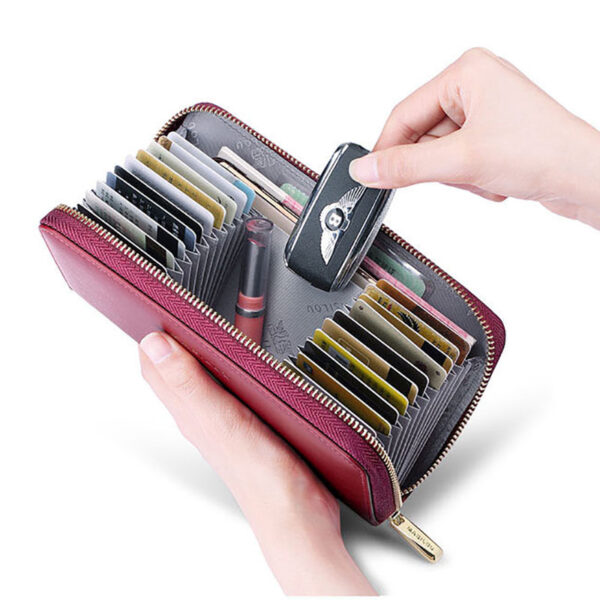 Genuine Leather Wallet Women Men Wallet Long Purse Business Credit Card Holder Woman Zipper Wallet RFID