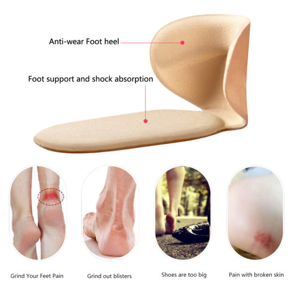 Half Insoles សម្រាប់ស្ត្រី ស្បែកជើងខាងក្រោយ ស្ទីកឃ័រ ស្បែកជើងកែងខ្ពស់ ស្រោមជើង ស្រោមជើង ការពារការឈឺកែងជើង 1