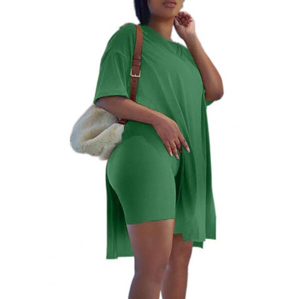 Kupisa Kutengeswa Kwemafashoni Zvakajairika Kusununguka Kapfupi Sleeve Rakasimba Ruvara Vakadzi Chipfeko Chiviri Piece Tunic Yepamusoro Bodycon 3