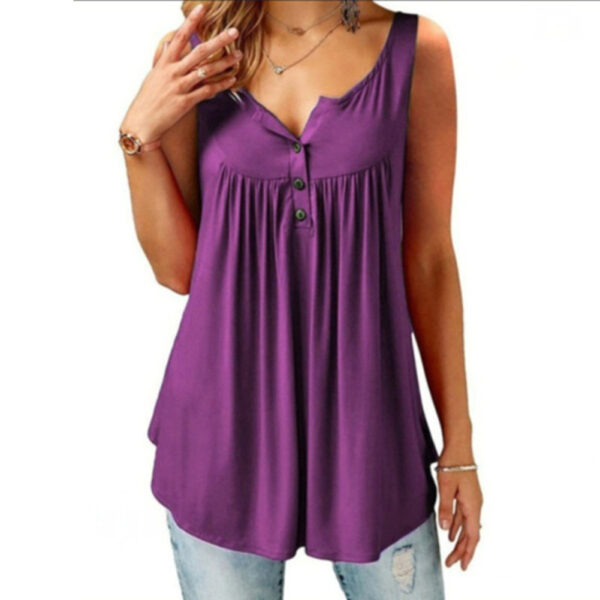 Hot Women Tank Top Plus size Solid U Neck Female Camisole Sleeveless Pleated Tank Top Ladies 2