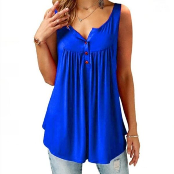 Hot Women Tank Top Plus size Solid U Neck Female Camisole Sleeveless Pleated Tank Top Ladies