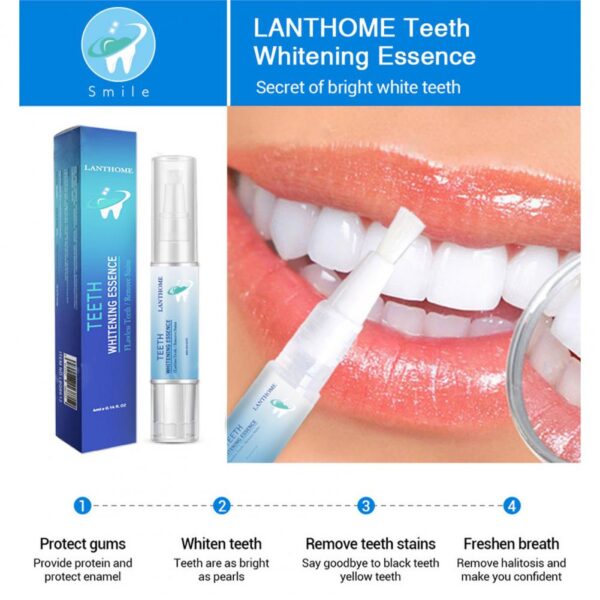 LANTHOME 4ml Teeth Whitening Pen Stain Remove Protect Gum Teeth Repair Quick Acting Teeth Whitening Pen 3