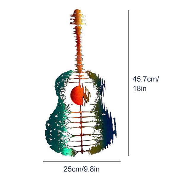 Metal Art Guitar Wall Art Guitar Hanging Sculpture Decor with Screws Multicolor Iron Ornament Abstract Art 5