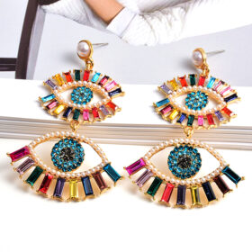 Devil's Eye Long Pearl Earrings - image 1