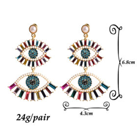 Devil's Eye Long Pearl Earrings - image 6