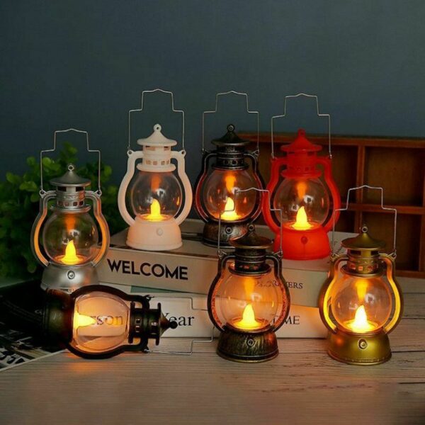 New Peculiar Antique Small Oil Lamp Portable Home Decoration Night Light Party Festival Battery Powered Indoor 1