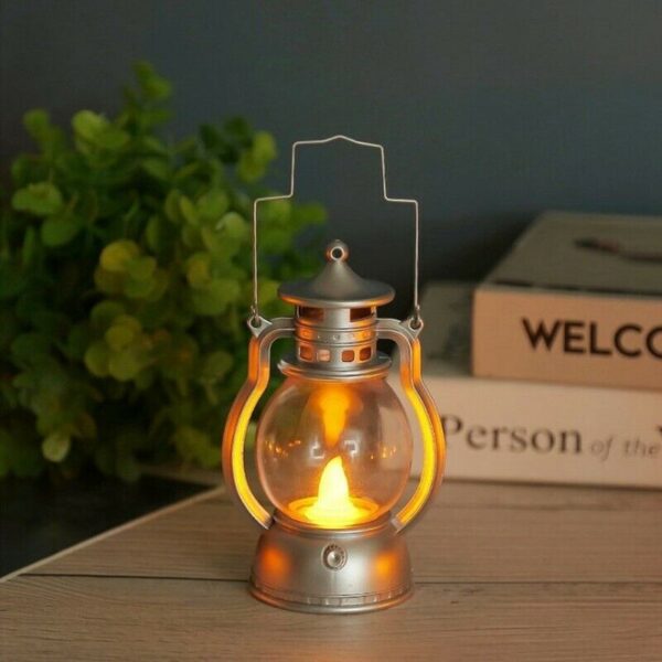 New Peculiar Antique Small Oil Lamp Portable Home Decoration Night Light Party Festival Battery Powered Indoor 2