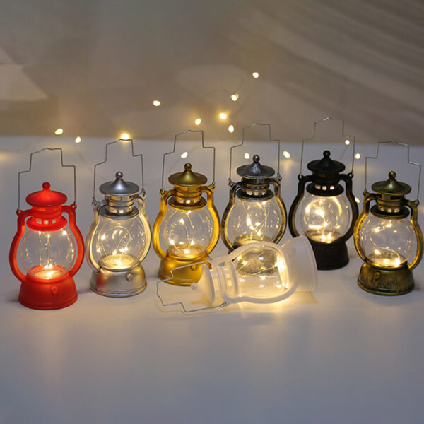 New Peculiar Antique Small Oil Lamp Portable Home Decoration Night Light Party Festival Battery Powered Indoor 4