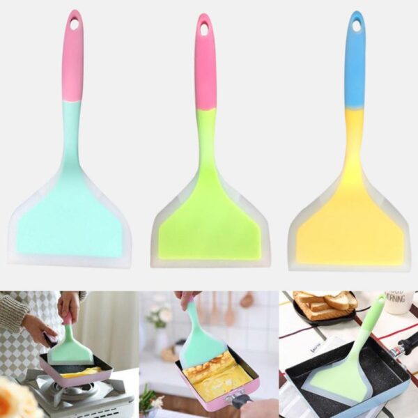 Spatula Penggorengan Tidak Melekat Telur Ikan Silicone Frying Pan Scoop Goreng Suduk Goreng Alat Kuali Peralatan Dapur 1