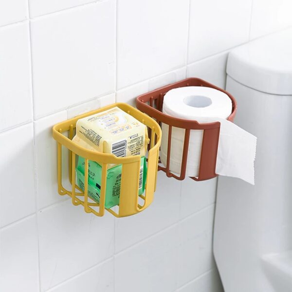 Punch Free Toilet Paper Shelf Bathroom Kitchen Tissue Box Wall Mounted Sticky Paper Storage Box Toilet 1