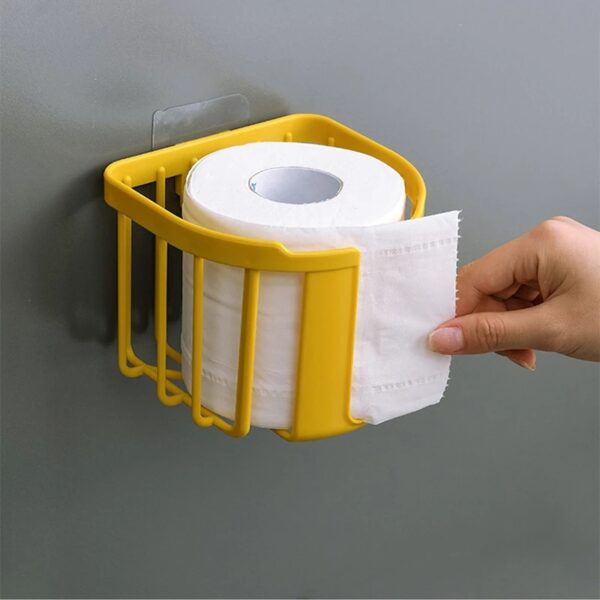 Punch Free Toilet Paper Shelf Bathroom Kitchen Tissue Box Wall Mounted Sticky Paper Storage Box Toilet 2