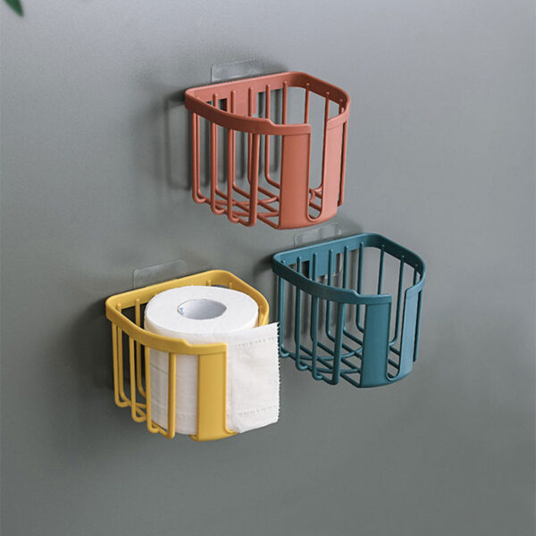 Punch Free Toilet Paper Shelf Bathroom Kitchen Tissue Box Wall Mounted Sticky Paper Storage Box Toilet