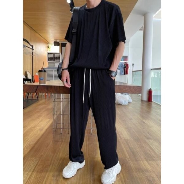 Short Sleeve Pants Tracksuit Men Gym 2022 Summer New Light Thin Suit Men s Handsome Korean 1.jpg 640x640 1