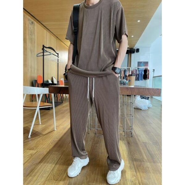 Short Sleeve Pants Tracksuit Men Gym 2022 Summer New Light Thin Suit Men s Handsome Korean 3