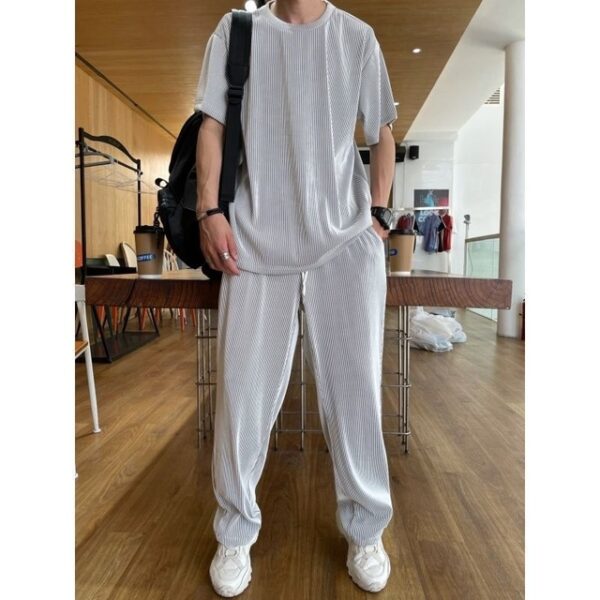 Short Sleeve Pants Tracksuit Men Gym 2022 Summer New Light Thin Suit Men s Handsome Korean 5.jpg 640x640 5