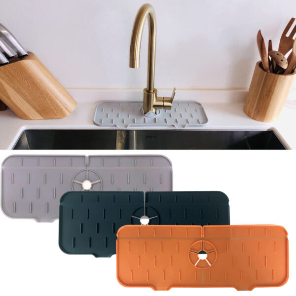 Silikon Faucet Tikar untuk Kitchen Sink Splash Guard Kamar Mandi Faucet Penangkap Air Tikar Sink Draining Pad 1