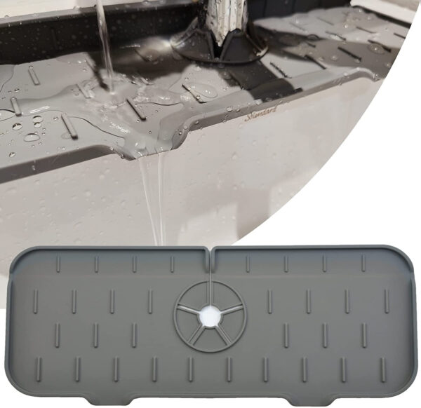 Siliconenkraan Mat Foar Keuken Sink Splash Guard Badkeamer Kraan Water Catcher Mat Sink Draining Pad 4