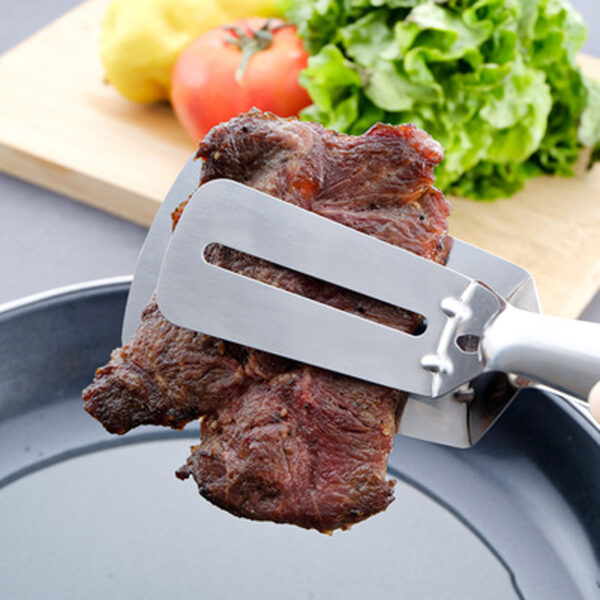 Stainless Steel Frying Shovel Clip Multifunctional Steak BBQ Tongs Frying Fish Spatula Clip Bread Clip Household 1