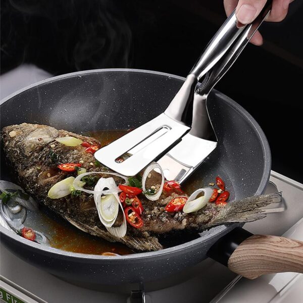 Stainless Steel Frying Shovel Clip Multifunctional Steak BBQ Tongs Frying Fish Spatula Clip Bread Clip Household 4