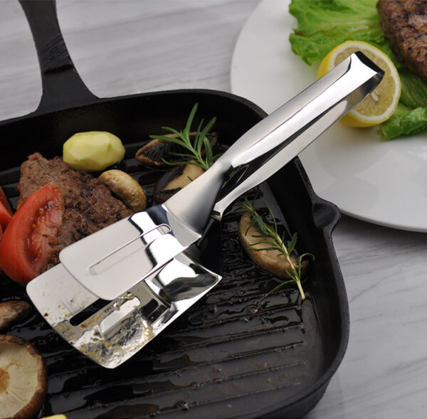 Stainless Steel Frying Shovel Clip Multifunctional Steak BBQ Tongs Frying Fish Spatula Clip Bread Clip Household