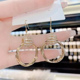 Rhinestone Layered Hoop Earrings - image 3