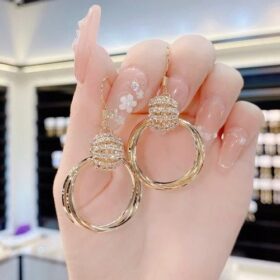 Rhinestone Layered Hoop Earrings - image 2