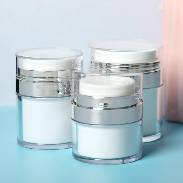 1pc 15g 30g 50g Cosmetic Jar Empty Acrylic Cream Cans Press Cream Jar Vacuum Bottle Sample 1