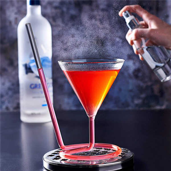 220ml Cocktail Glass Creative Screw Spiral Straw Molecule Wine Glass Champagne Goblet Party Bar Drinking Glasses 3