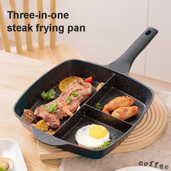 3 ni 1 Frying Pan Crepe Ẹlẹda Omelet Pan Non stick Egg Steak Ham Pancake