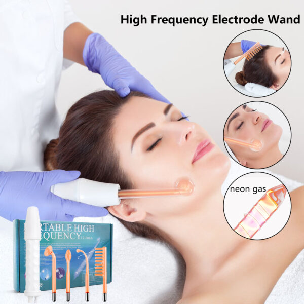 4in1 High Frequency Electrode Wand w Neon Electrotherapy Glass Tube Acne Spot Remover Home Spa Beauty 1
