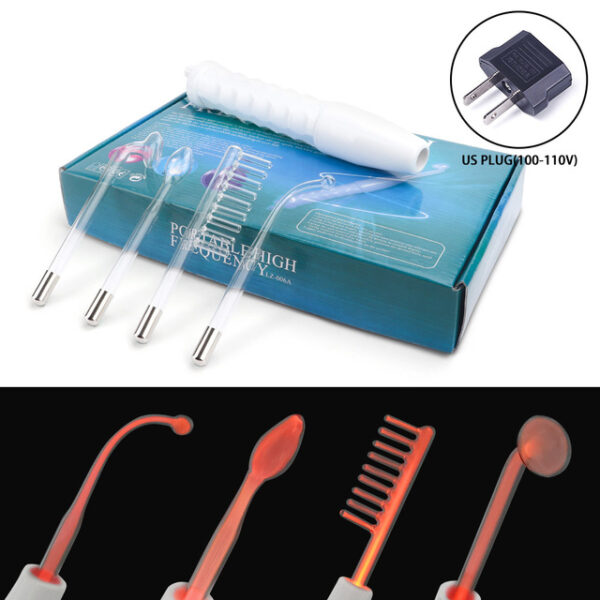 4in1 Frekuensi Tinggi Elektroda Tongkat dengan Neon Elektroterapi Tabung Kaca Jerawat Spot Remover Rumah Spa